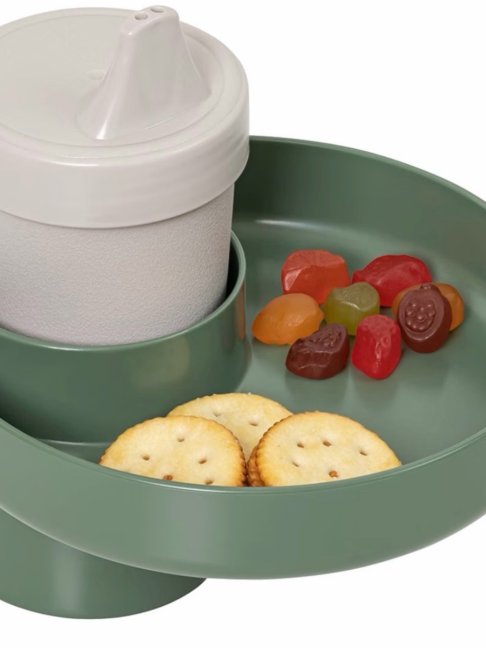 Kids Car Seat Snack Trays with Cup Holder - Set of 2 - Green & Blue